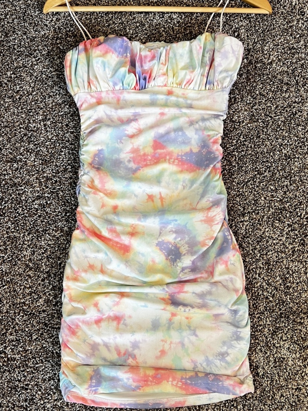 Princess Polly Pastel Tie-Dye Strapless Mini Dress
